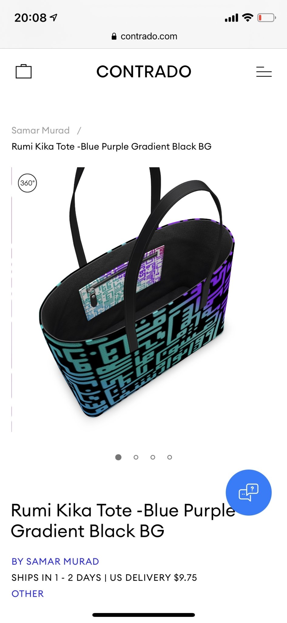 Rumi Tote-Blue Purple Gradient Black BG - SamarMuradCollezione